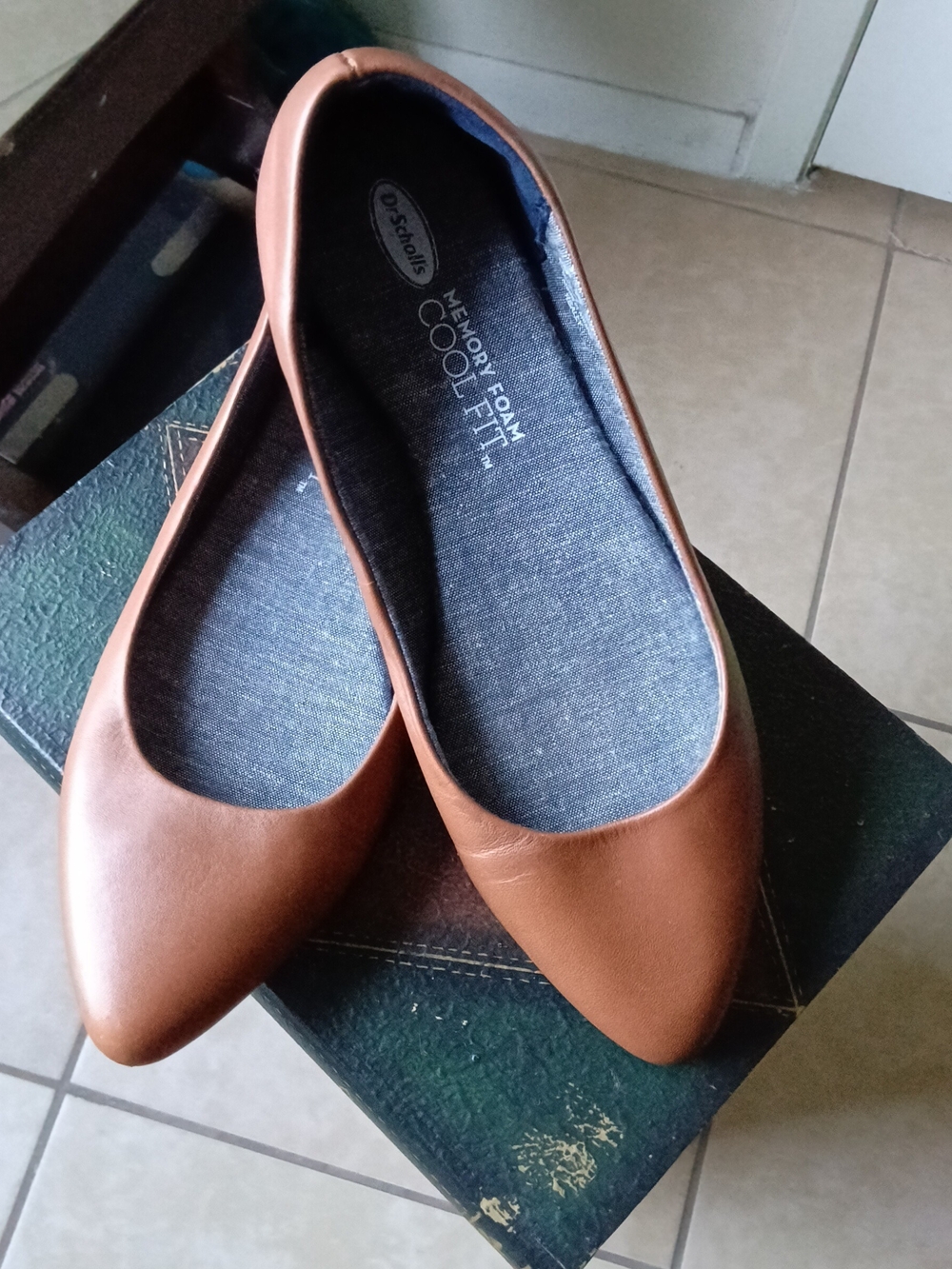 Dr. Scholl's Women's Brown Pointed-Toe Memory Foam Flats